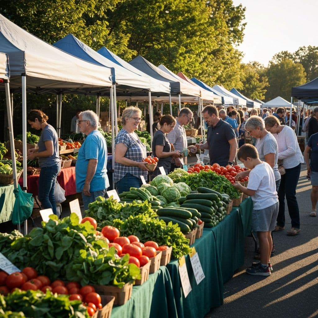 Farmers market community scene